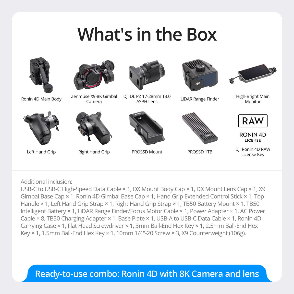 Cámara Digital DJI Ronin 4D 4-Axis 8K Combo Kit con DL PZ 17-28mm T3.0 ASPH Lente - detalle