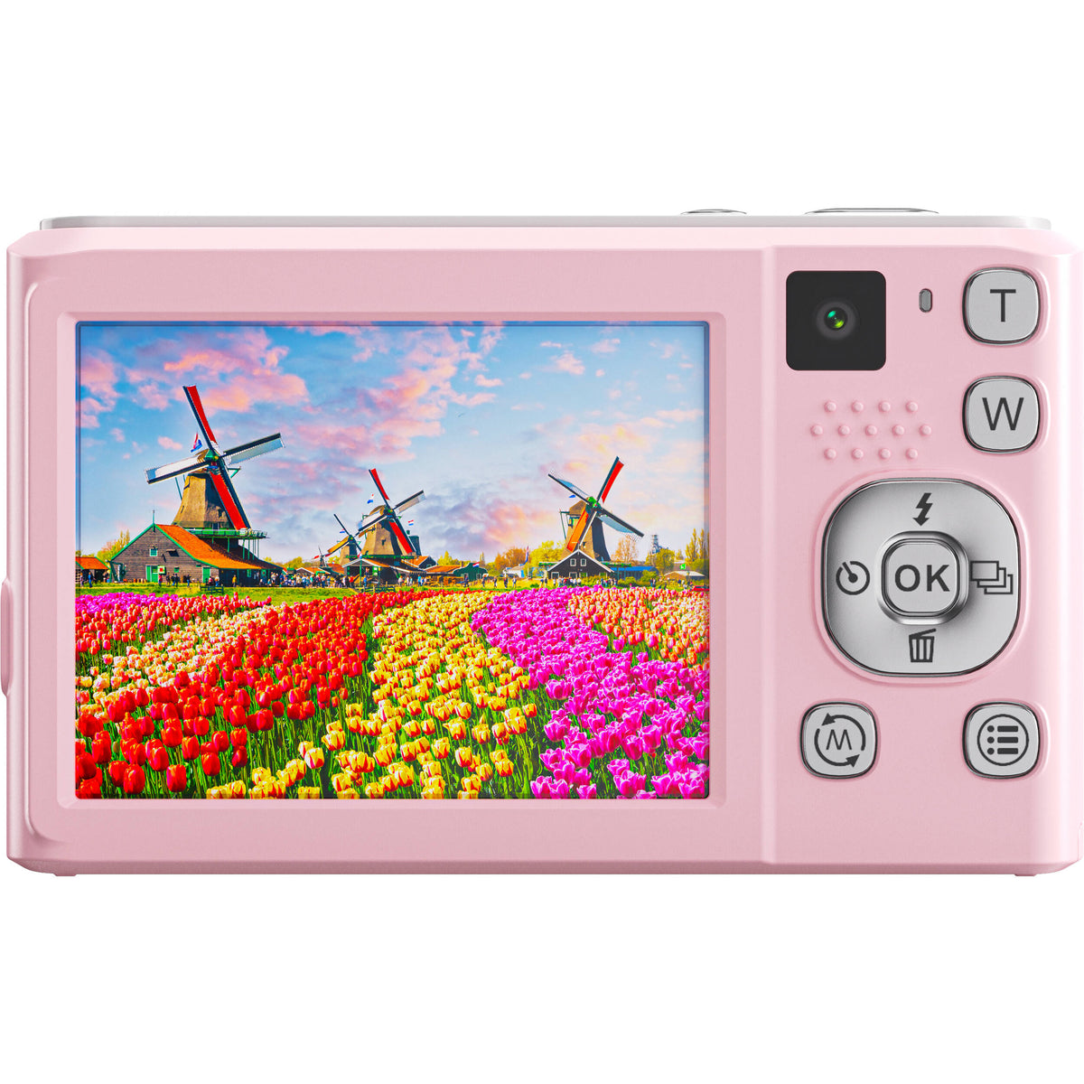 Cámara Digital Kreate DC308 Doble Lente 4K Rosa - vista frontal