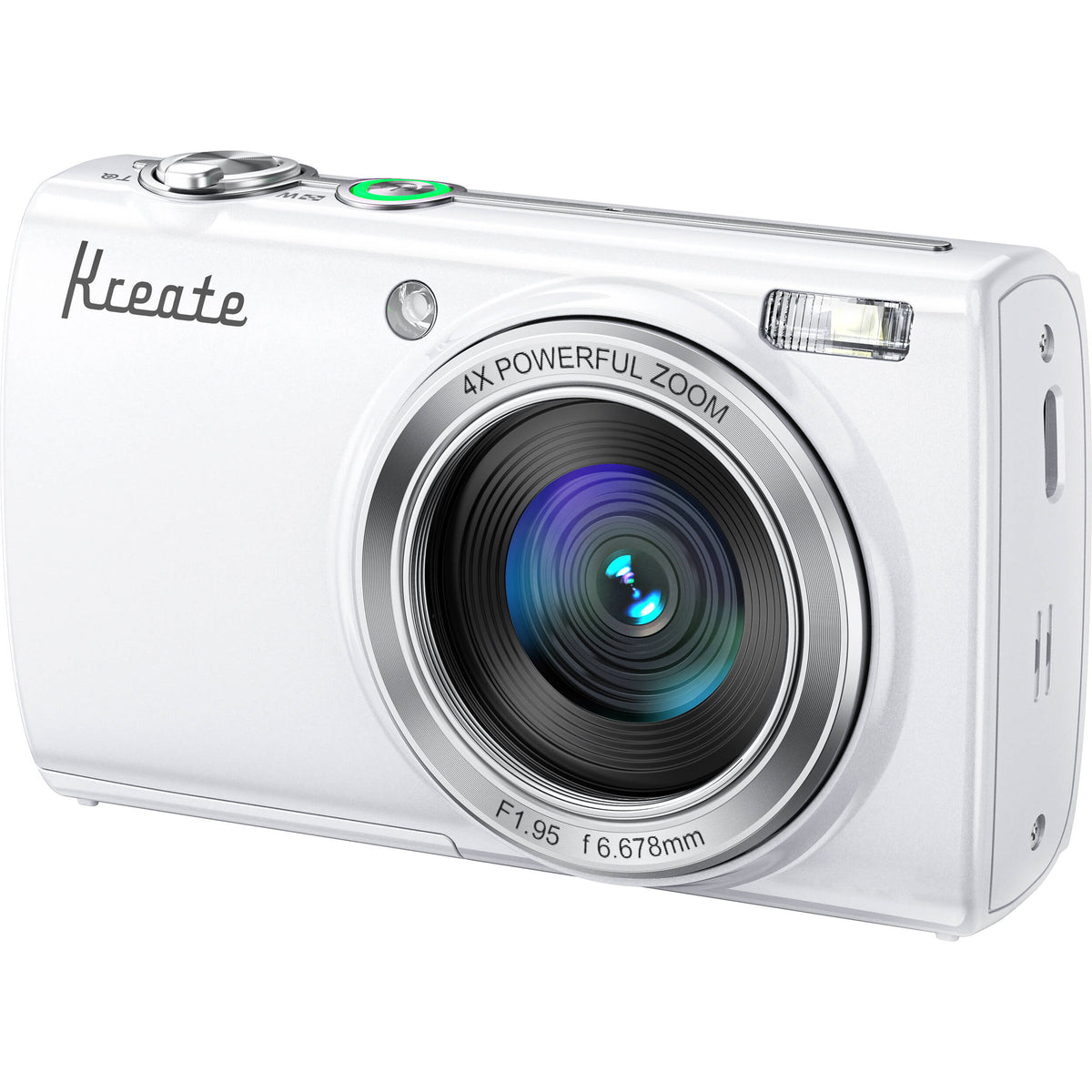 Cámara Digital Kreate KR48 Pantalla Táctil 4K Blanca - vista lateral