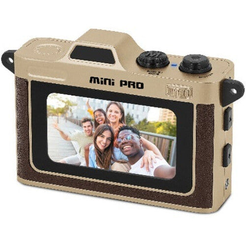 Cámara Digital Minolta Mini Pro Compacta de Bolsillo Dorada - vista trasera