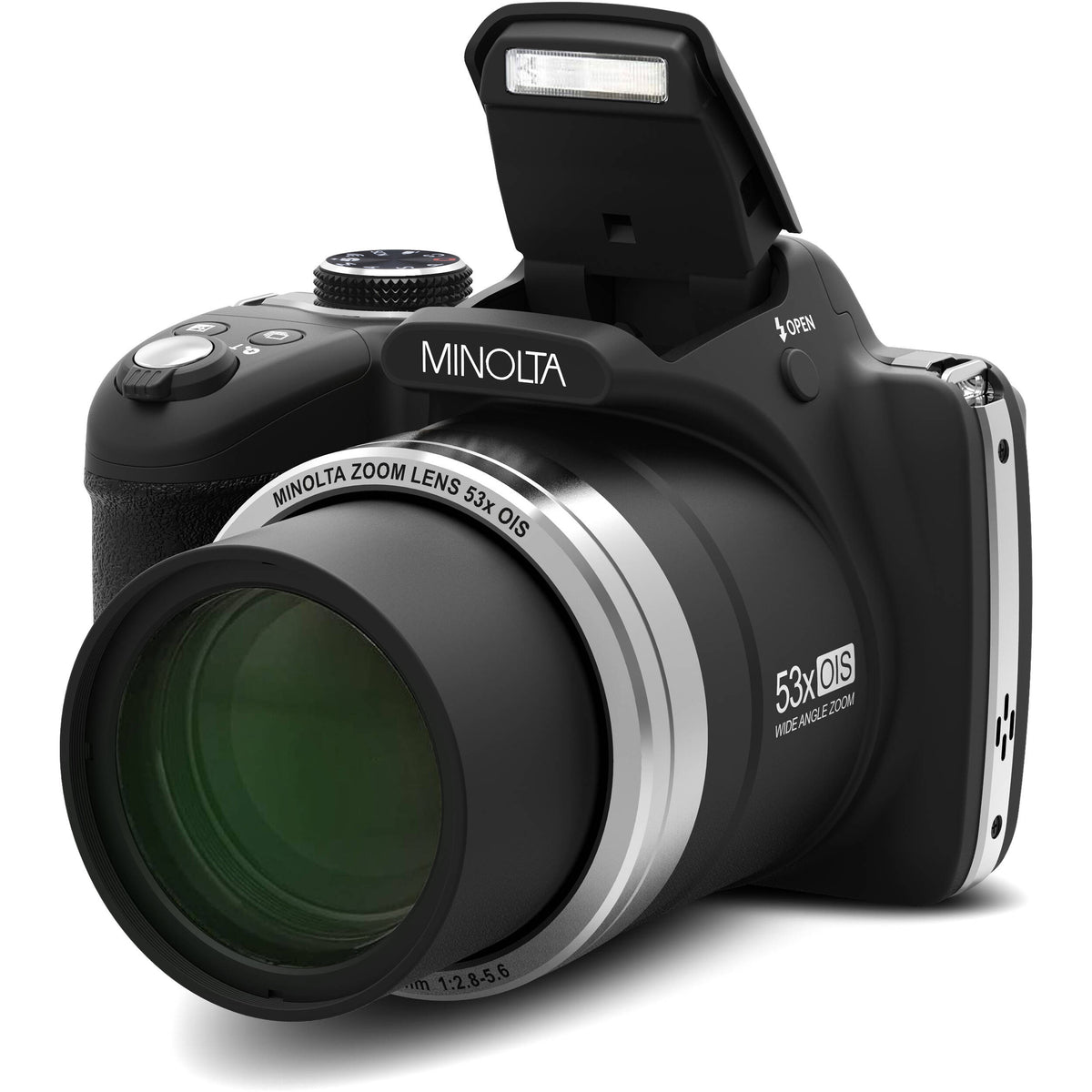 Cámara Digital Minolta MN53Z Zoom Óptico 53x 24-1256mm Negra - vista lateral