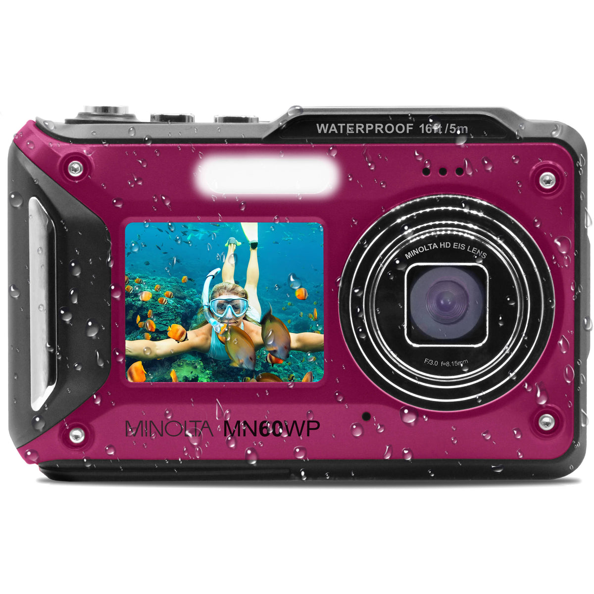 Cámara Digital Minolta MN60WP Sumergible 5 Metros 4K Magenta - puertos y conexiones