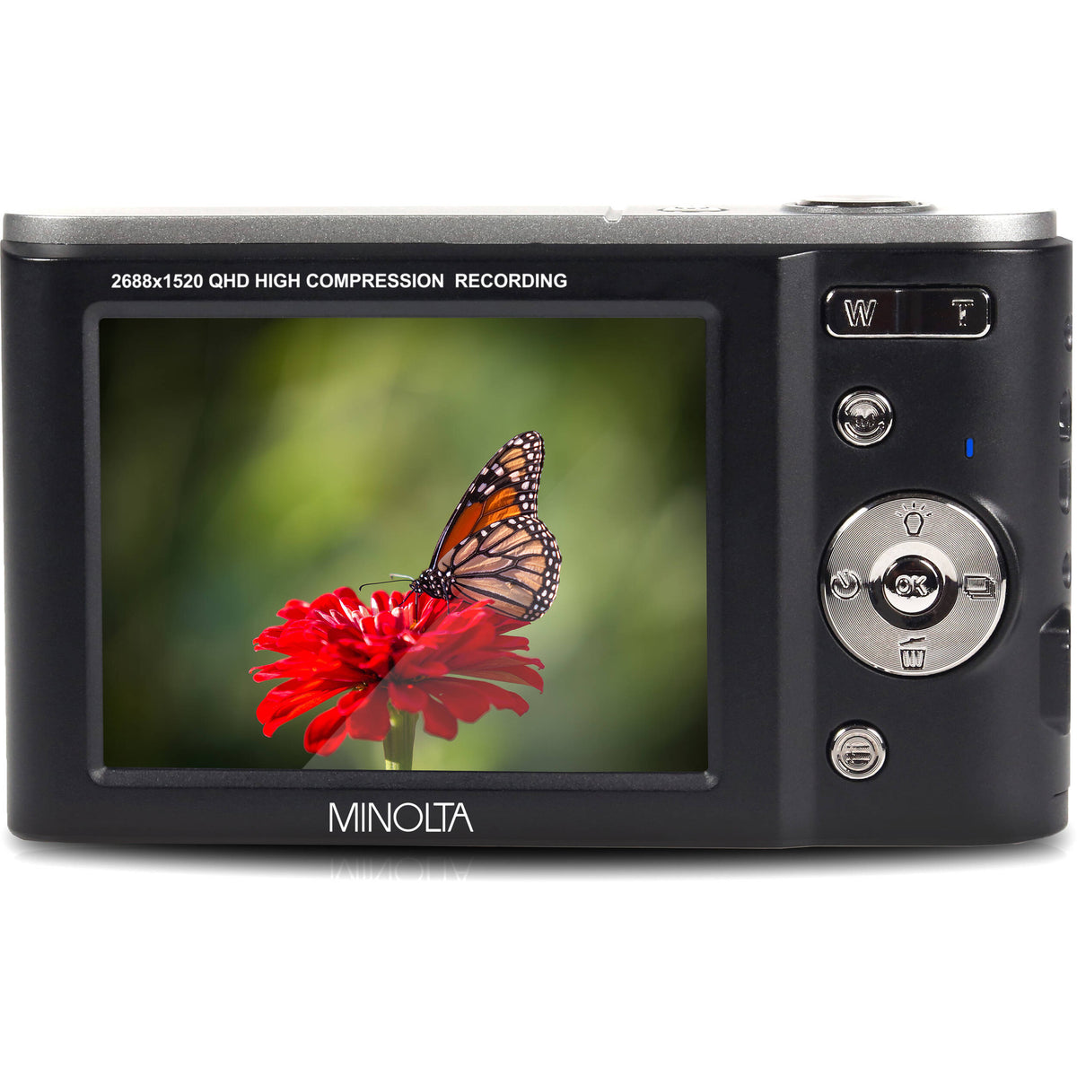 Cámara Digital Minolta MND20 44MP Video 2.7K Negra - vista frontal
