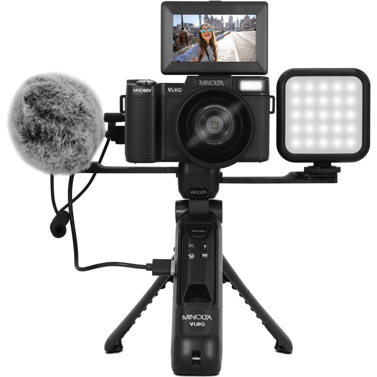 Cámara Digital Minolta MND60V Kit de Vlogging Completo Negra - vista principal
