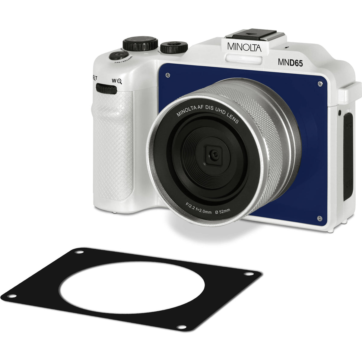 Cámara Digital Minolta MND65 Selfie Shot Blanca con Carátula Azul - puertos y conexiones