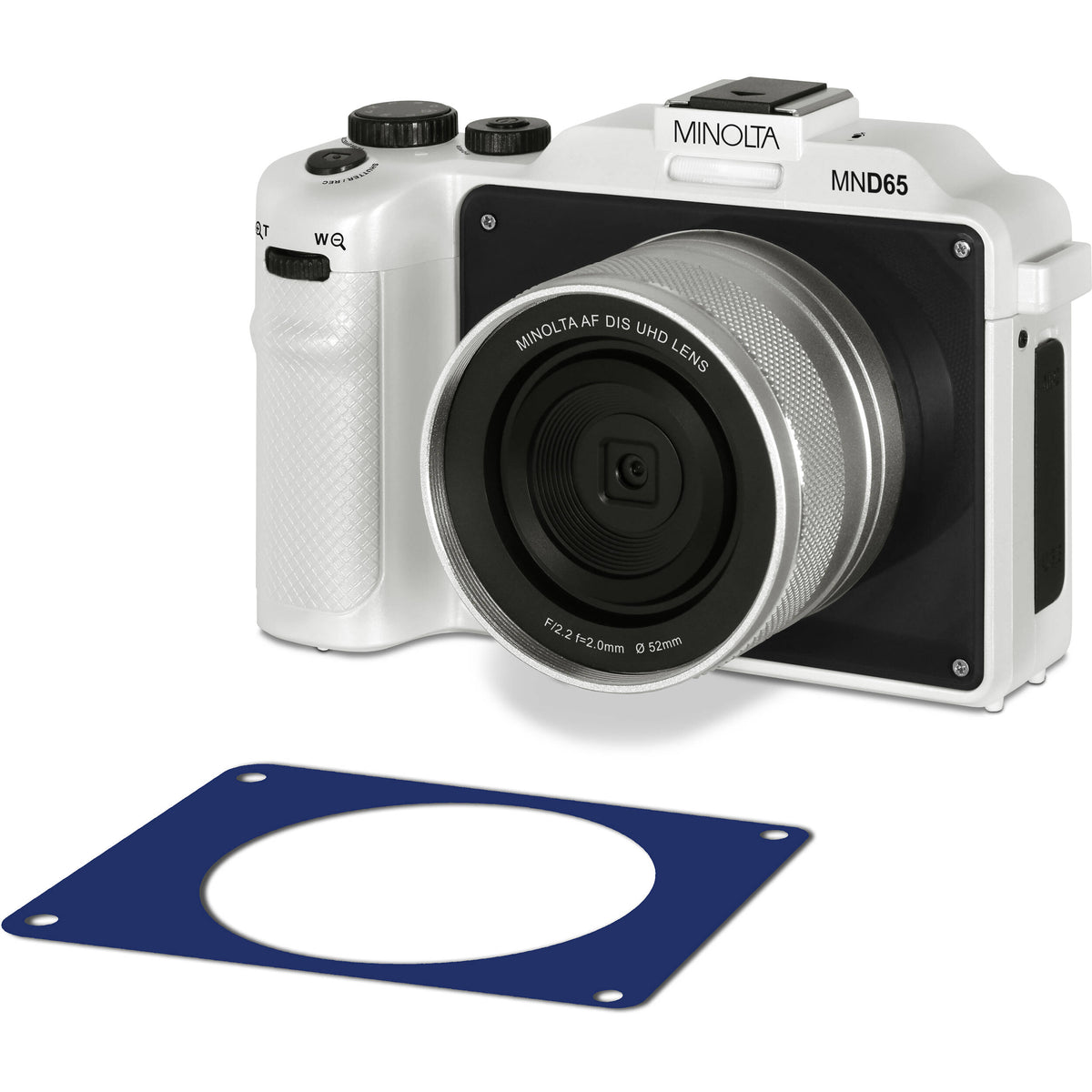 Cámara Digital Minolta MND65 Selfie Shot Blanca con Carátula Azul - detalle