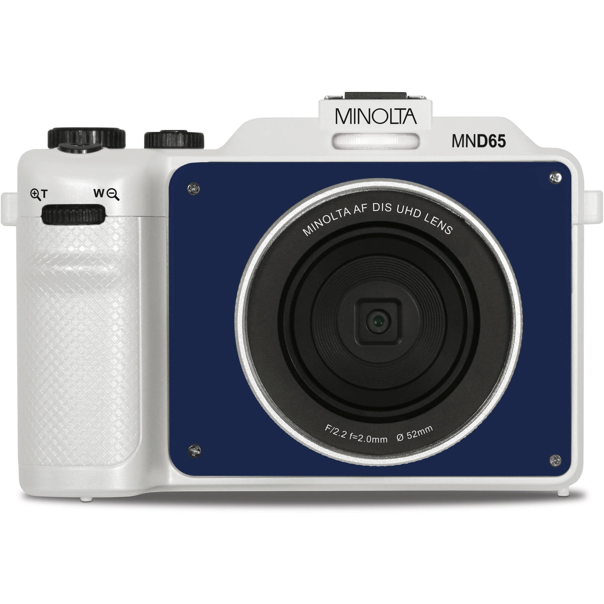 Cámara Digital Minolta MND65 Selfie Shot Blanca con Carátula Azul - contenido de la caja