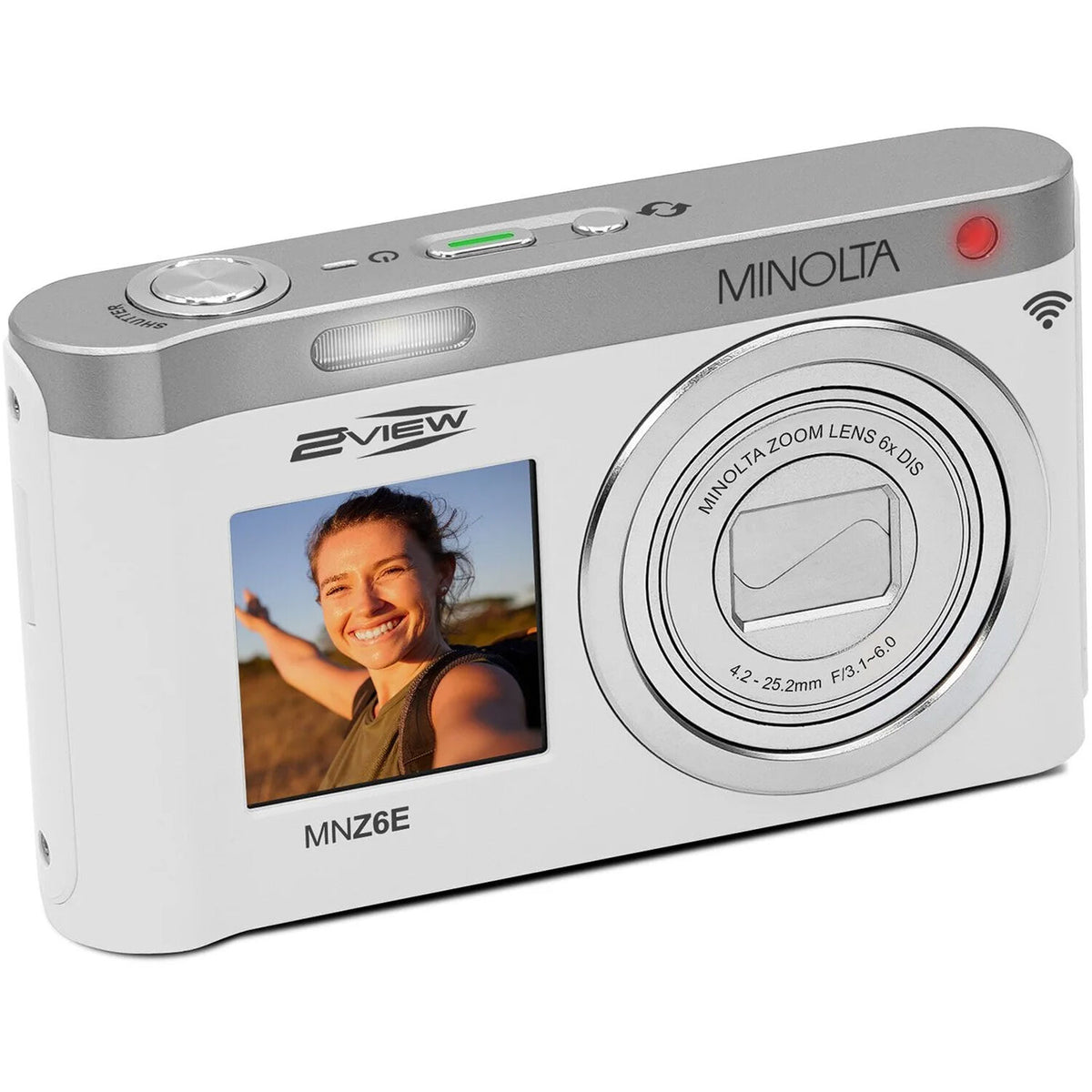 Cámara Digital Minolta MNZ6E Doble Pantalla Zoom 6x Blanca - contenido de la caja