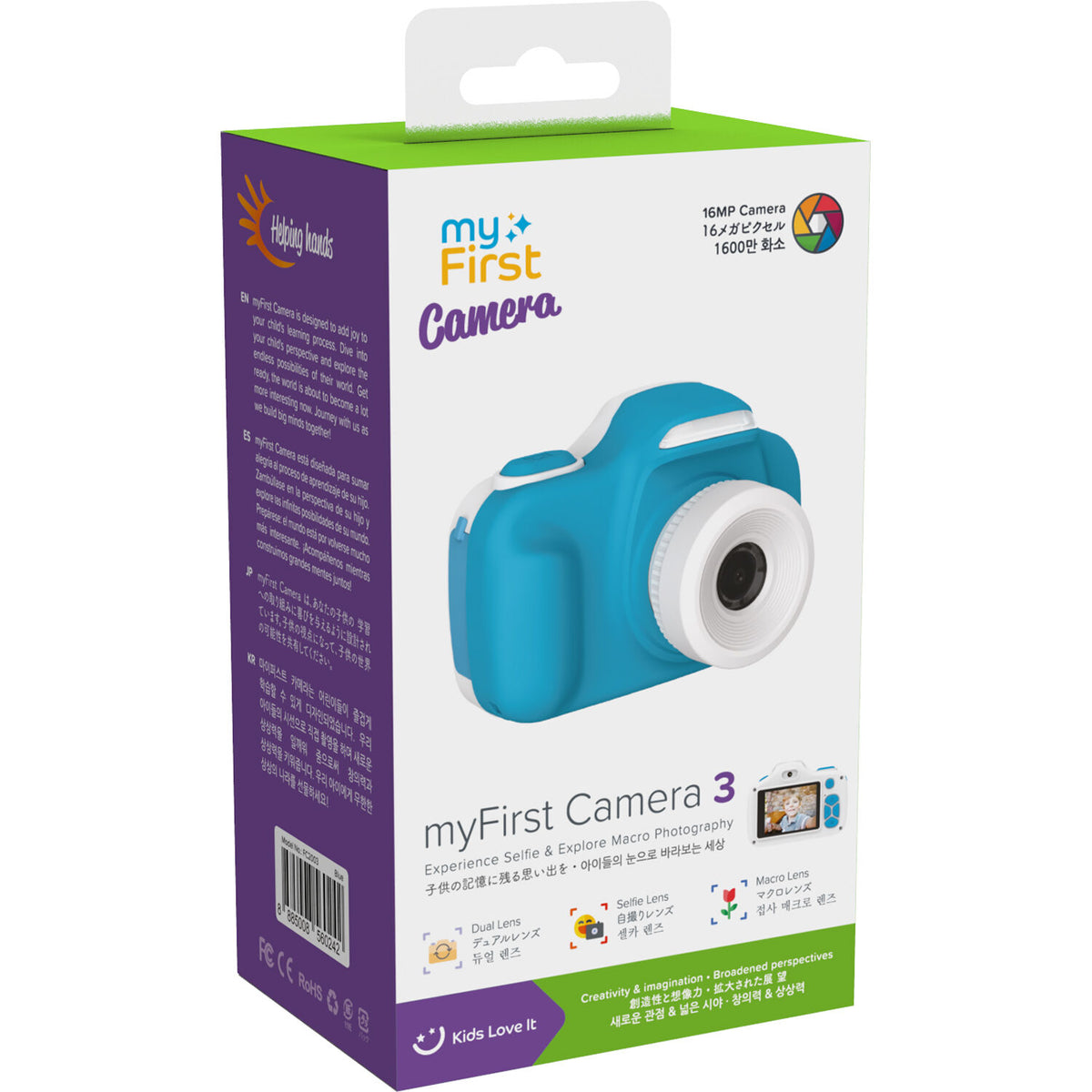Cámara Digital myFirst Kids 3 para Niños 16MP Azul - vista lateral