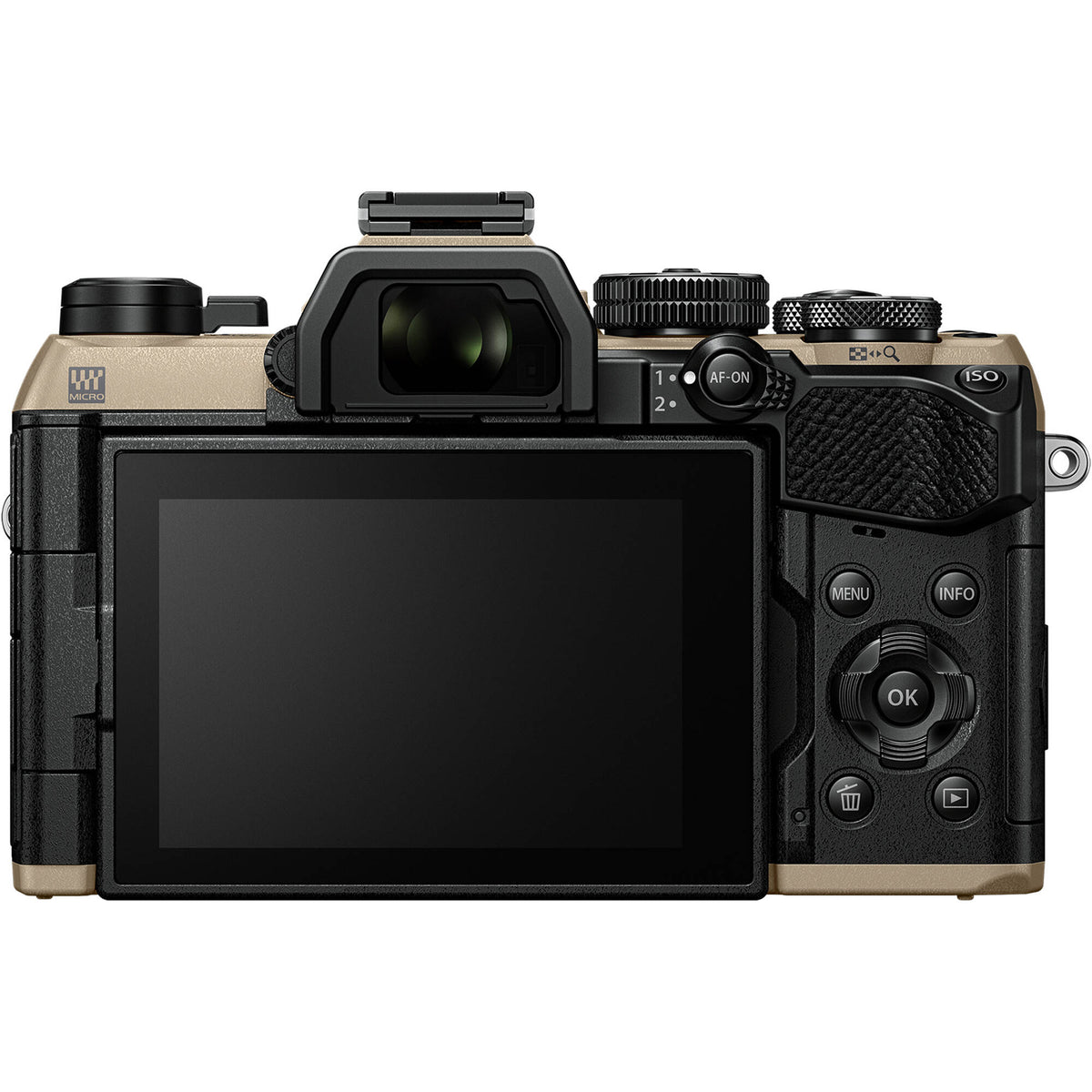 Cámara Digital OM System OM-5 Mark II Mirrorless 20.4MP Beige Arena - vista frontal