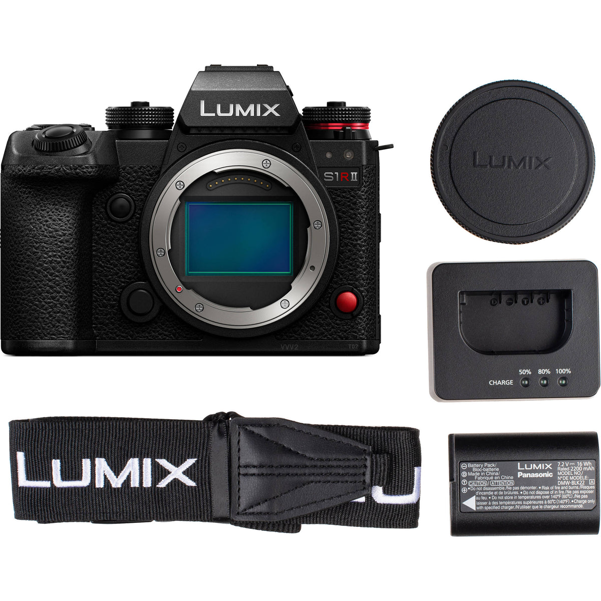 Cámara Digital Panasonic LUMIX S1R II con Lente 24-60mm f/2.8 - contenido de la caja