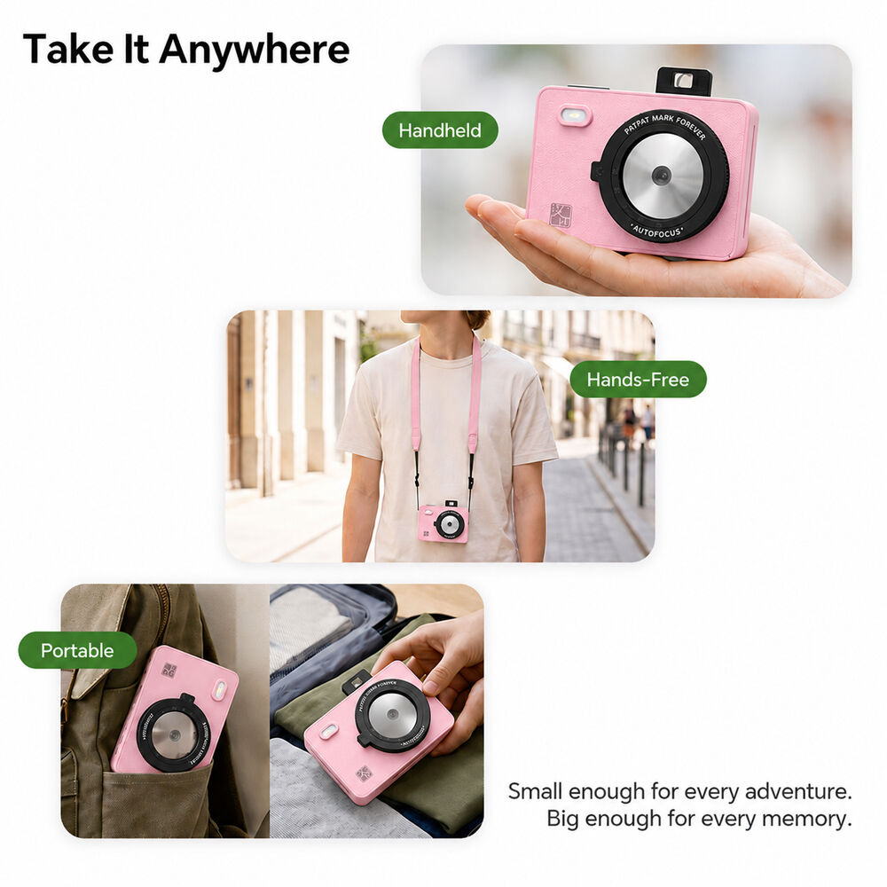 Cámara Instantánea Hanin M5S con Kit de Película 20 Fotos Rosa - detalle