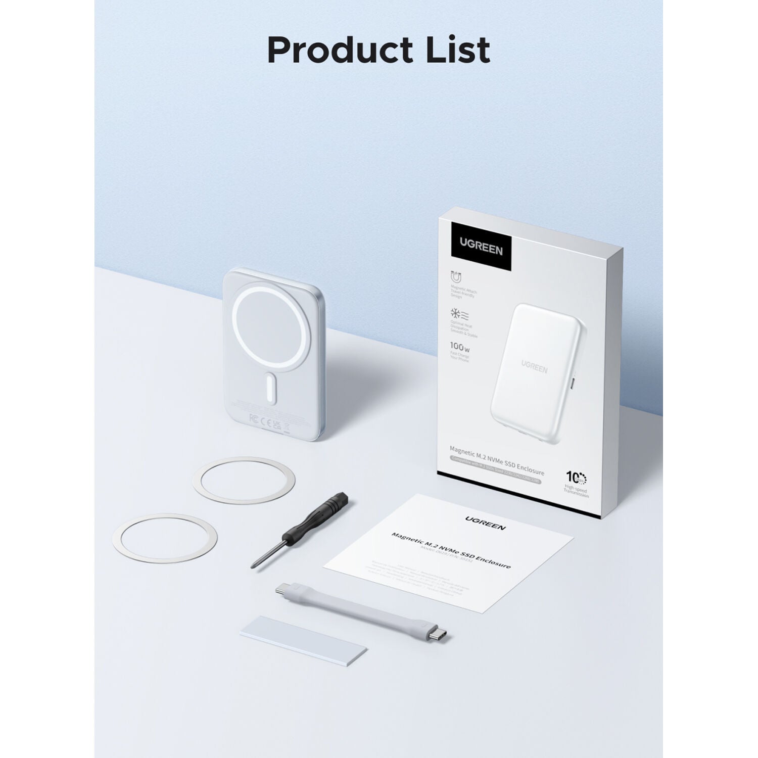 Carcasa de Disco UGREEN Magnética SSD M.2 NVMe MagSafe USB-C 10Gb/s - vista trasera