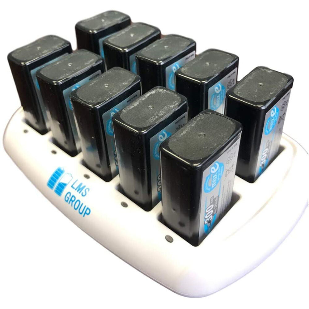 Cargador Ansmann 10 bahías 9V - vista lateral