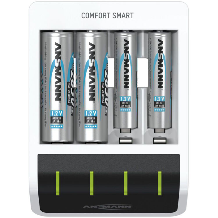 Cargador Ansmann Comfort Smart Fast con USB Input - en uso