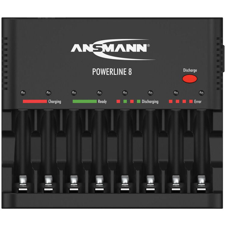 Cargador Ansmann Powerline 8 bahías para AA / AAA NiMH recargables (Negro) - vista frontal