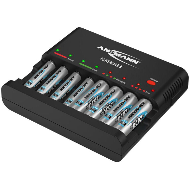 Cargador Ansmann Powerline 8 bahías para AA / AAA NiMH recargables (Negro) - puertos y conexiones