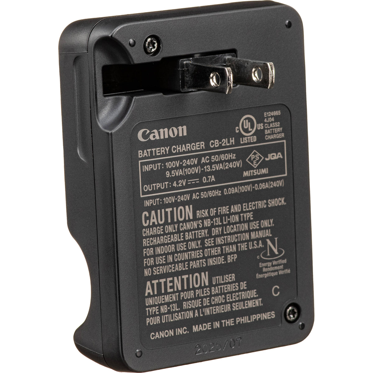 Cargador Canon CB-2LH para NB-13L Li-Ion - vista lateral