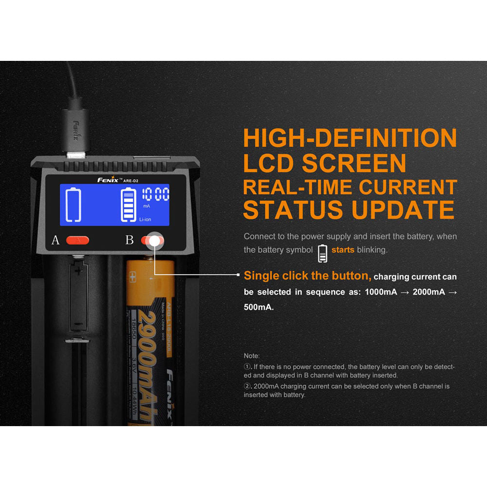Cargador Fenix Flashlight ARE-D2 - contenido de la caja