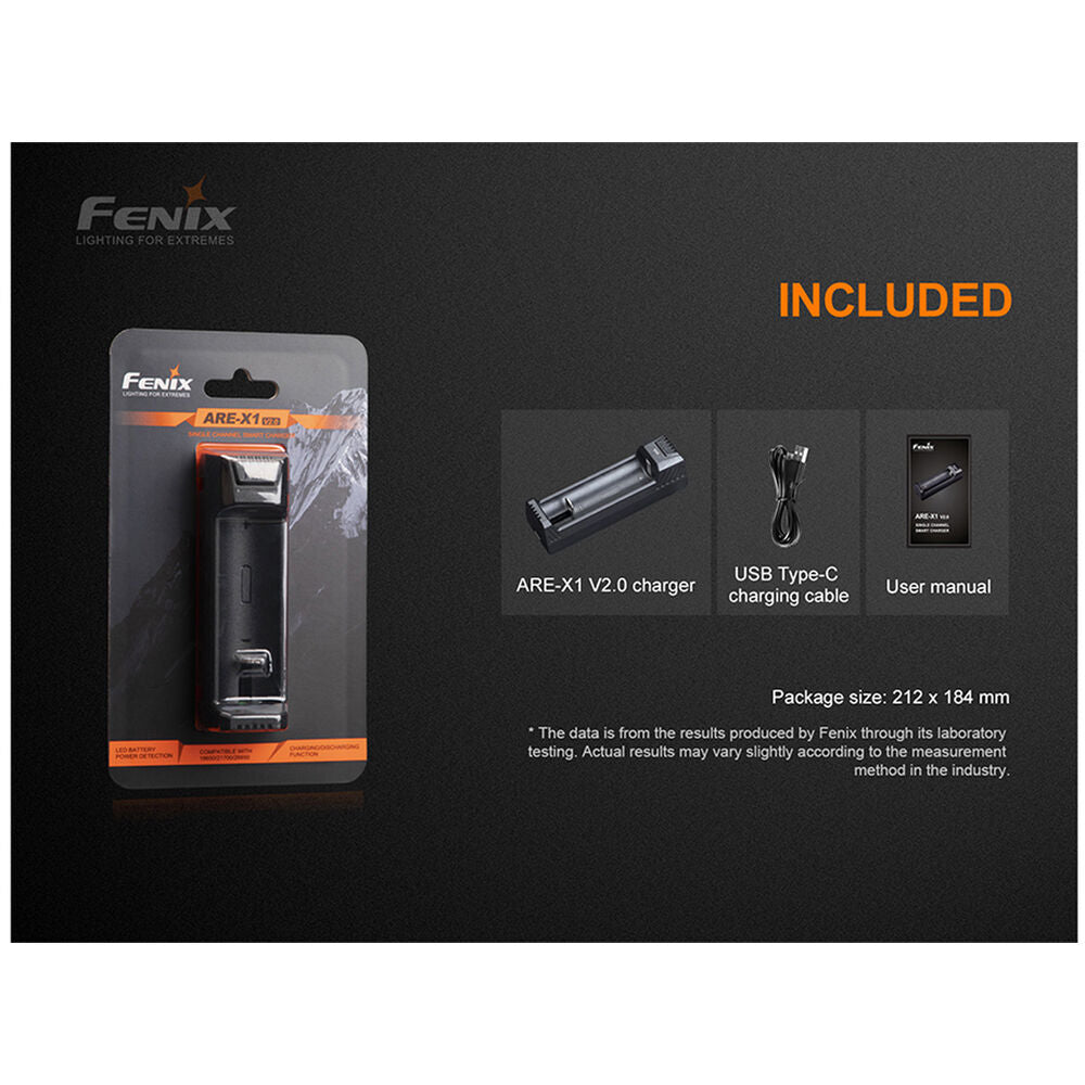Cargador Fenix Flashlight ARE-X1 V2.0 Single-Channel Smart - puertos y conexiones
