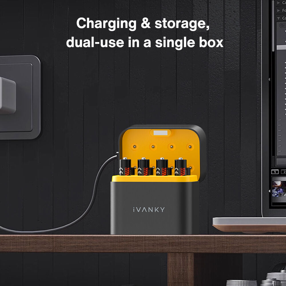 Cargador iVANKY Portable Charging Case con 8-Pack AAA recargables Lithium-Ion - vista trasera
