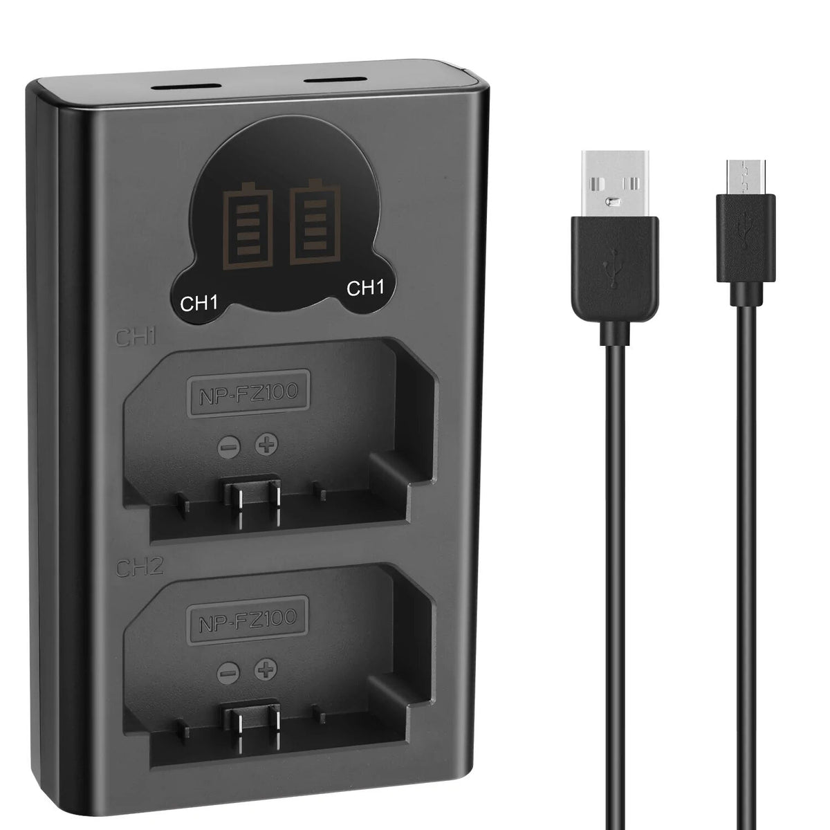 Cargador Neewer Dual USB para NP-FZ100 - vista frontal