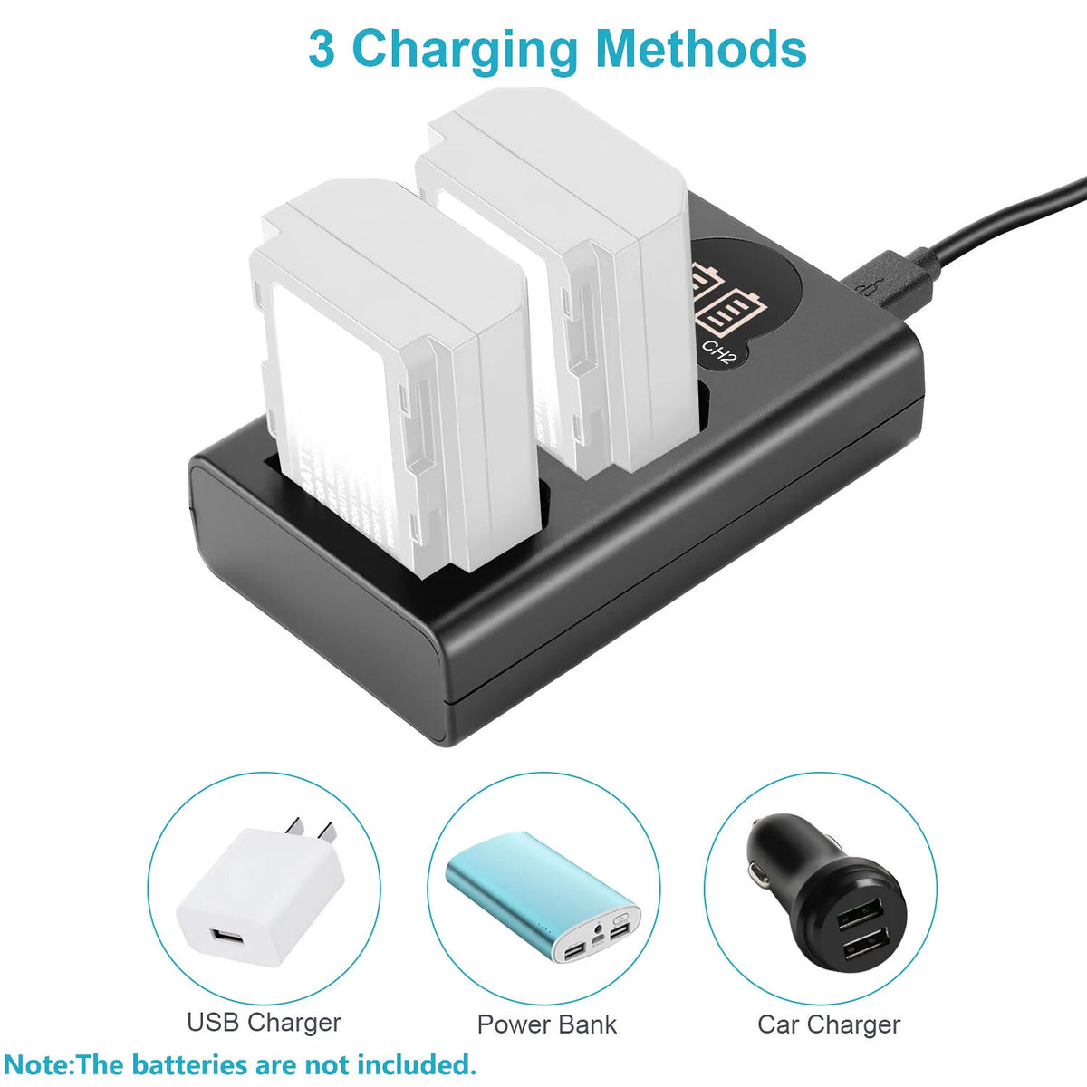 Cargador Neewer Dual USB para NP-FZ100 - vista lateral