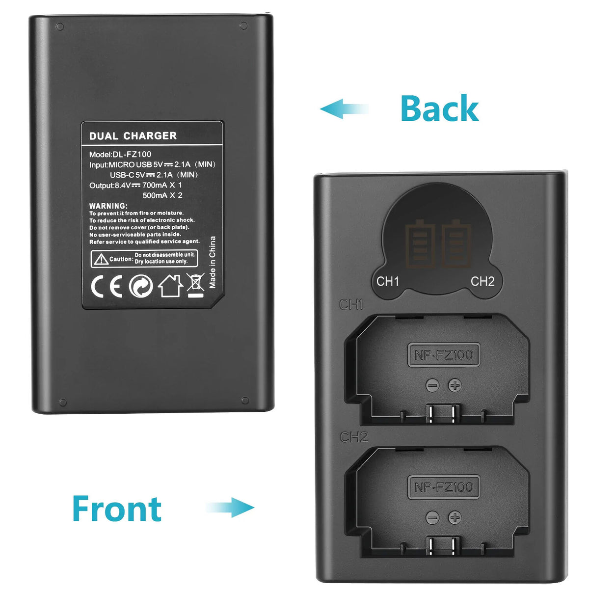 Cargador Neewer Dual USB para NP-FZ100 - contenido de la caja