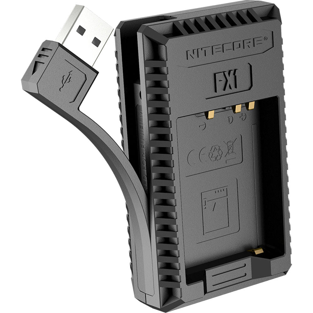 Cargador Nitecore FX1 Dual-Slot USB Travel para FUJIFILM NP-W126 & NP-W126S - vista frontal