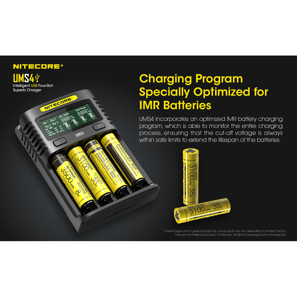 Cargador Nitecore UMS4 Intelligent USB Four-Slot Superb - puertos y conexiones