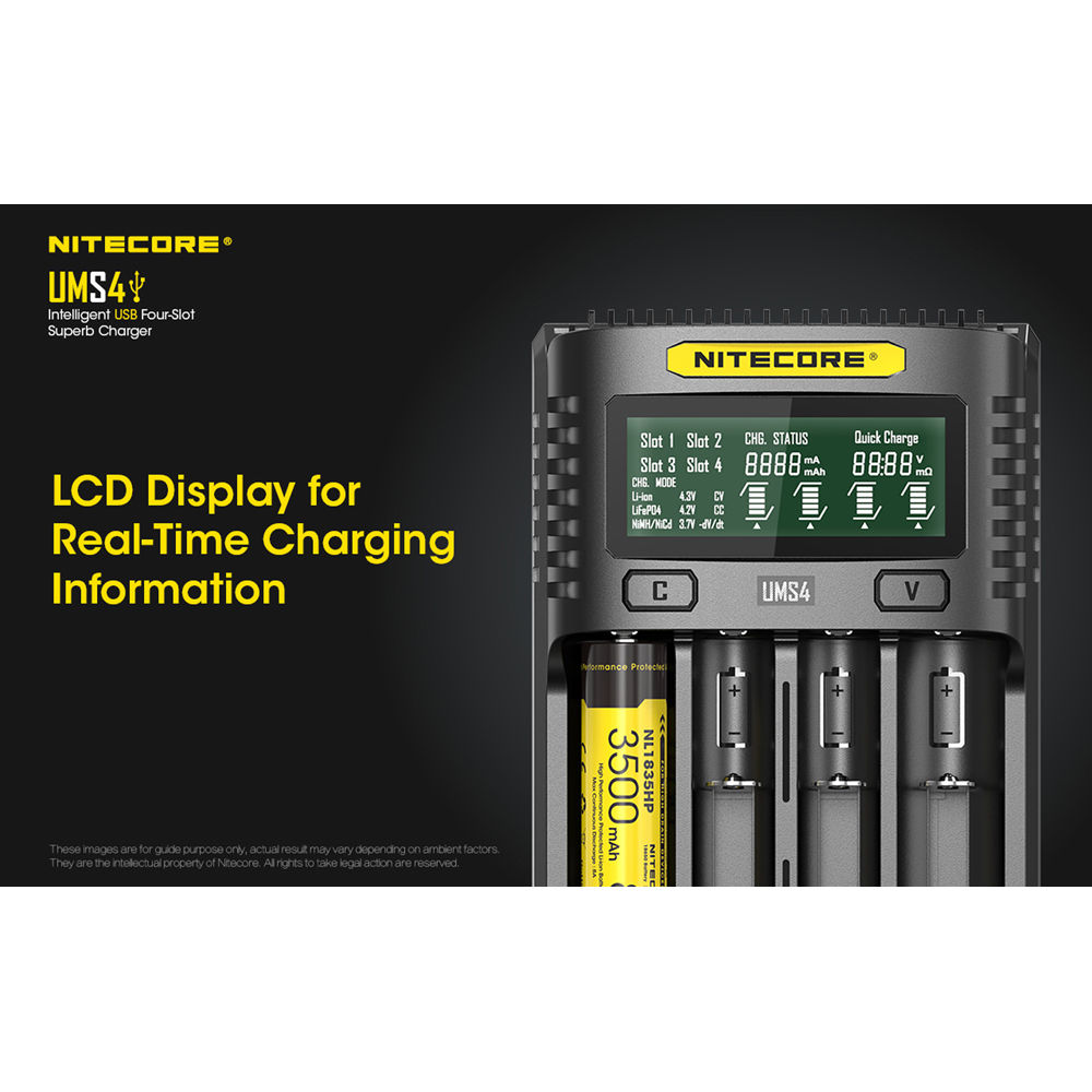 Cargador Nitecore UMS4 Intelligent USB Four-Slot Superb - detalle