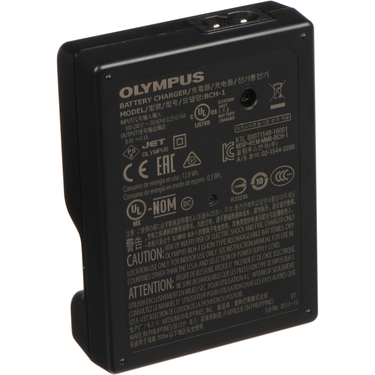Cargador Olympus BCH-1 - vista trasera