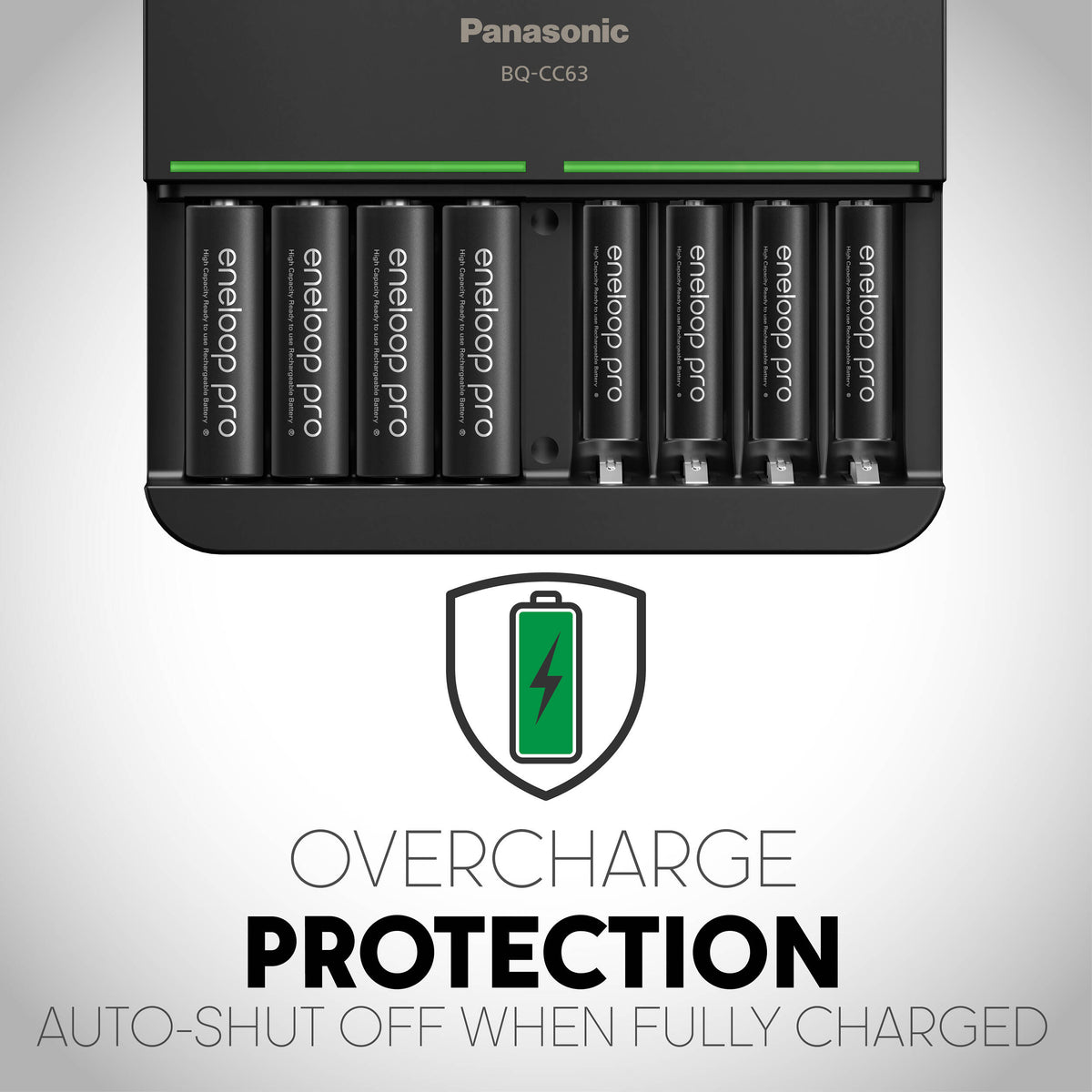 Cargador Panasonic BQ-CC63 eneloop Pro 8-Slot Quick con - vista lateral