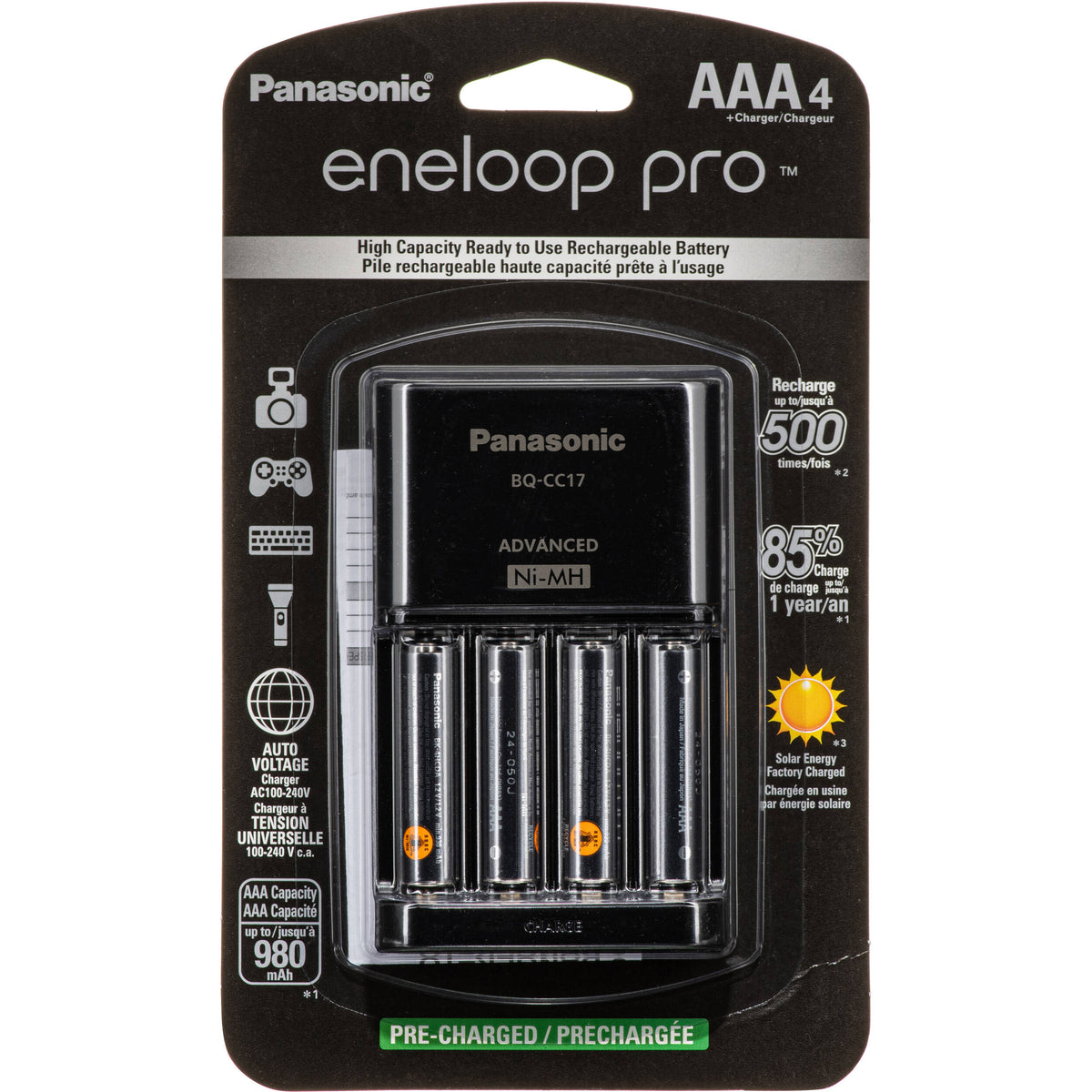 Cargador Panasonic eneloop Pro recargables AAA Ni-MH con (900mAh, 4-Pack) - vista principal