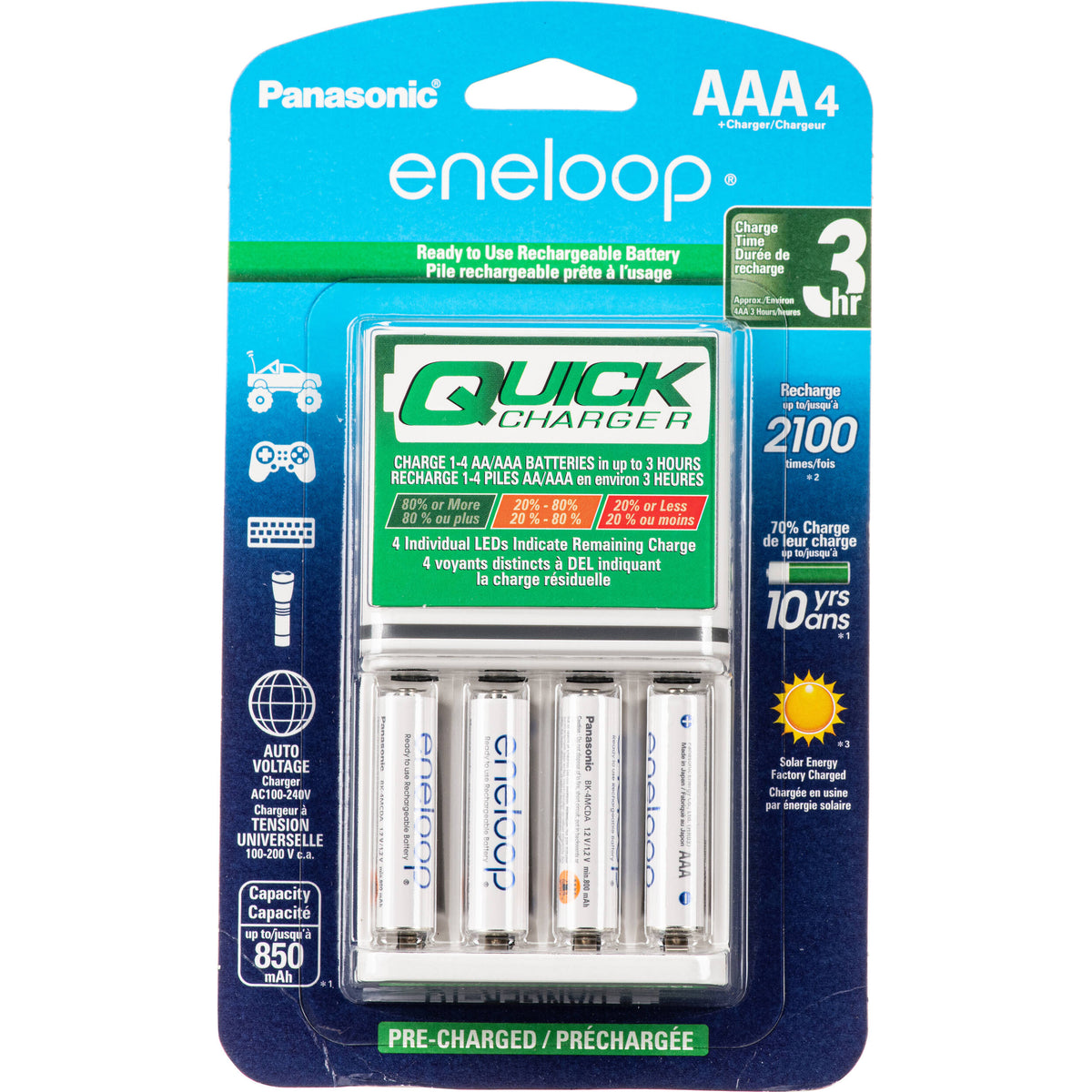 Cargador Panasonic eneloop recargables Ni-MH con (4 AAA ) - vista principal