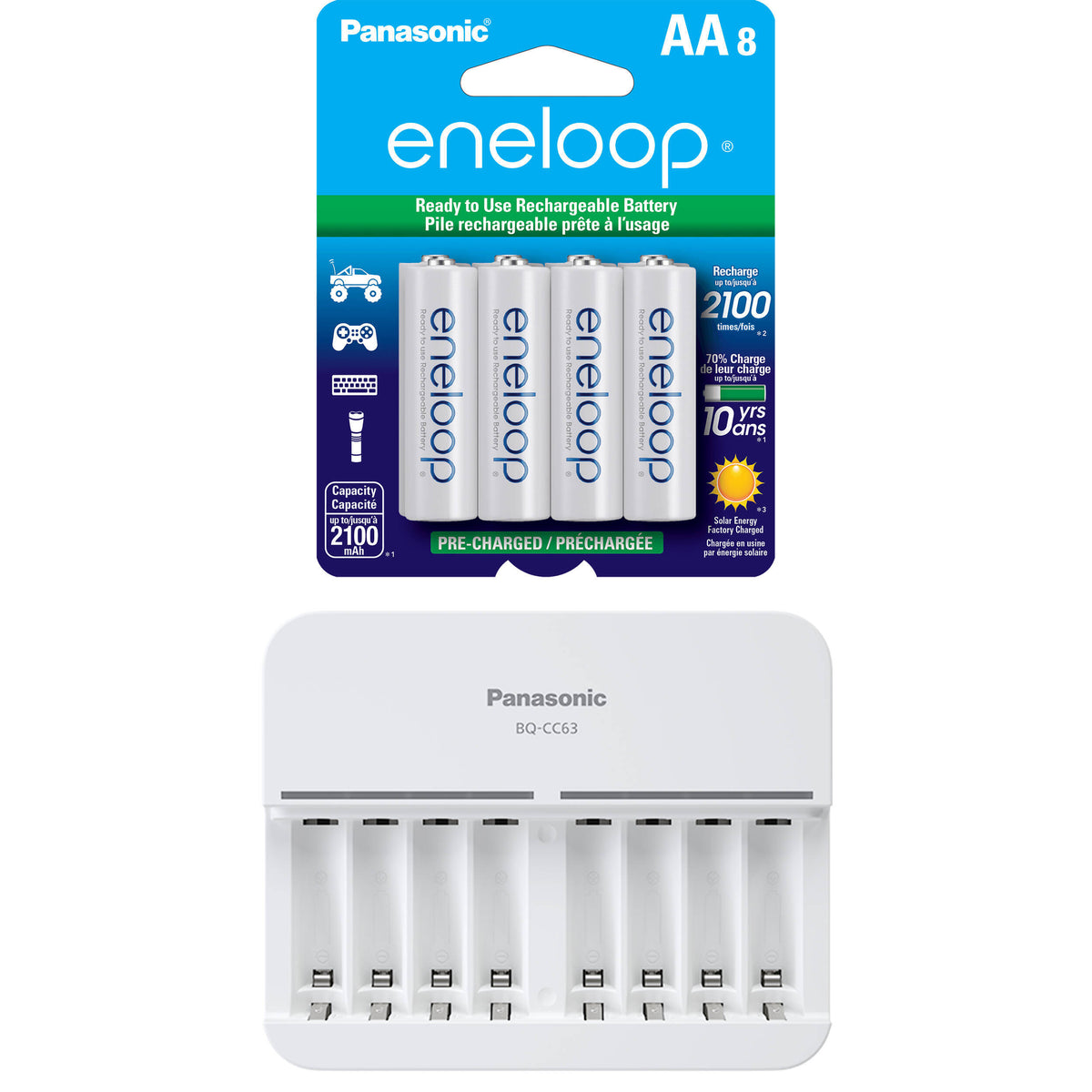 Cargador Panasonic eneloop recargables Ni-MH con (8 AA ) - vista principal