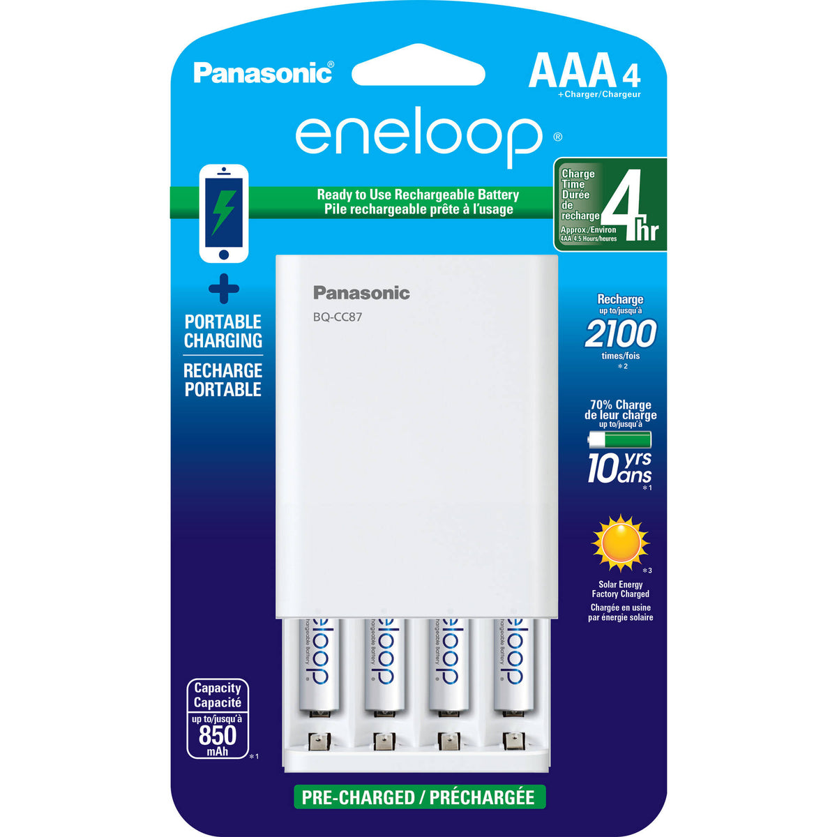 Cargador Panasonic Four Position eneloop Mobile Boost Kit con (AAA, 4-Pack) - vista principal