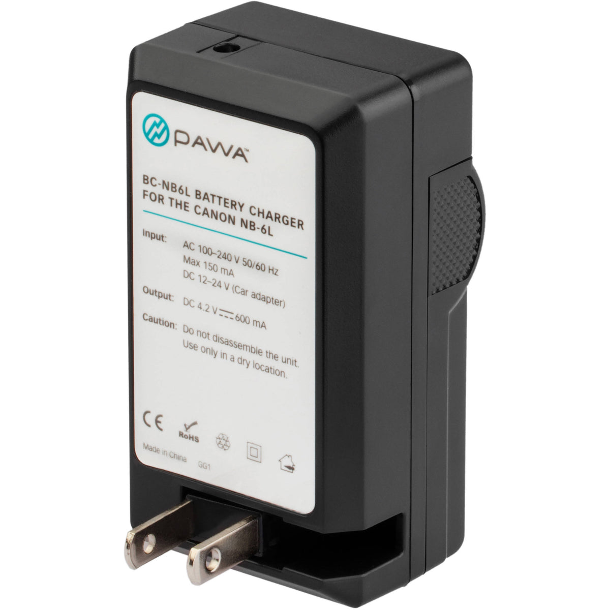 Cargador Pawa Compact AC/DC para Canon NB-6L o NB-6LH - vista frontal