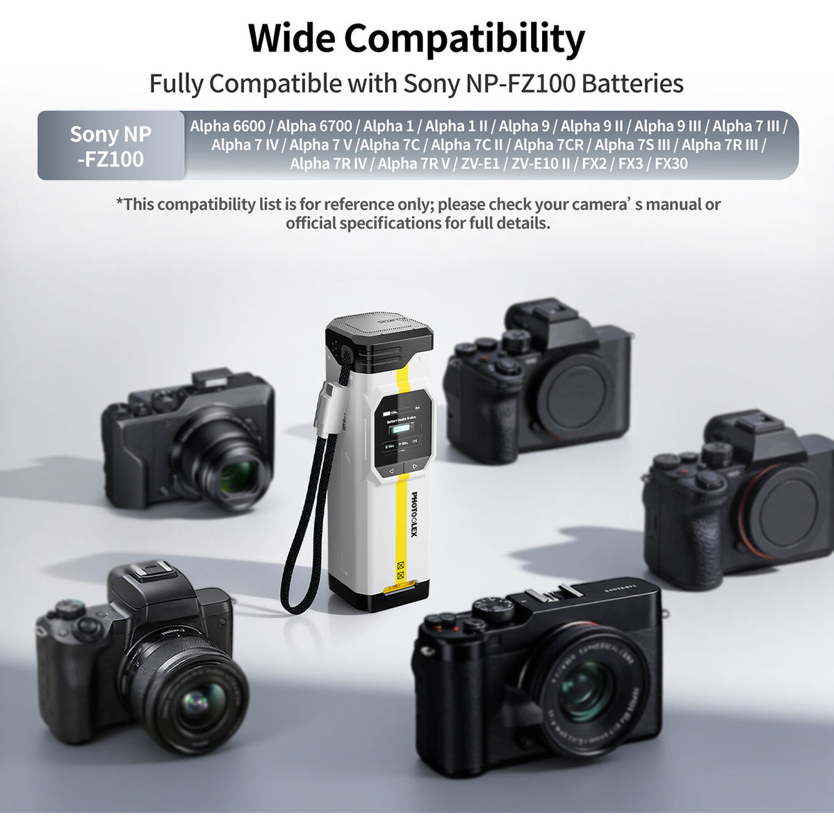 Cargador PHOTOOLEX BB Pro Portable para Sony NP-FZ100 - en uso
