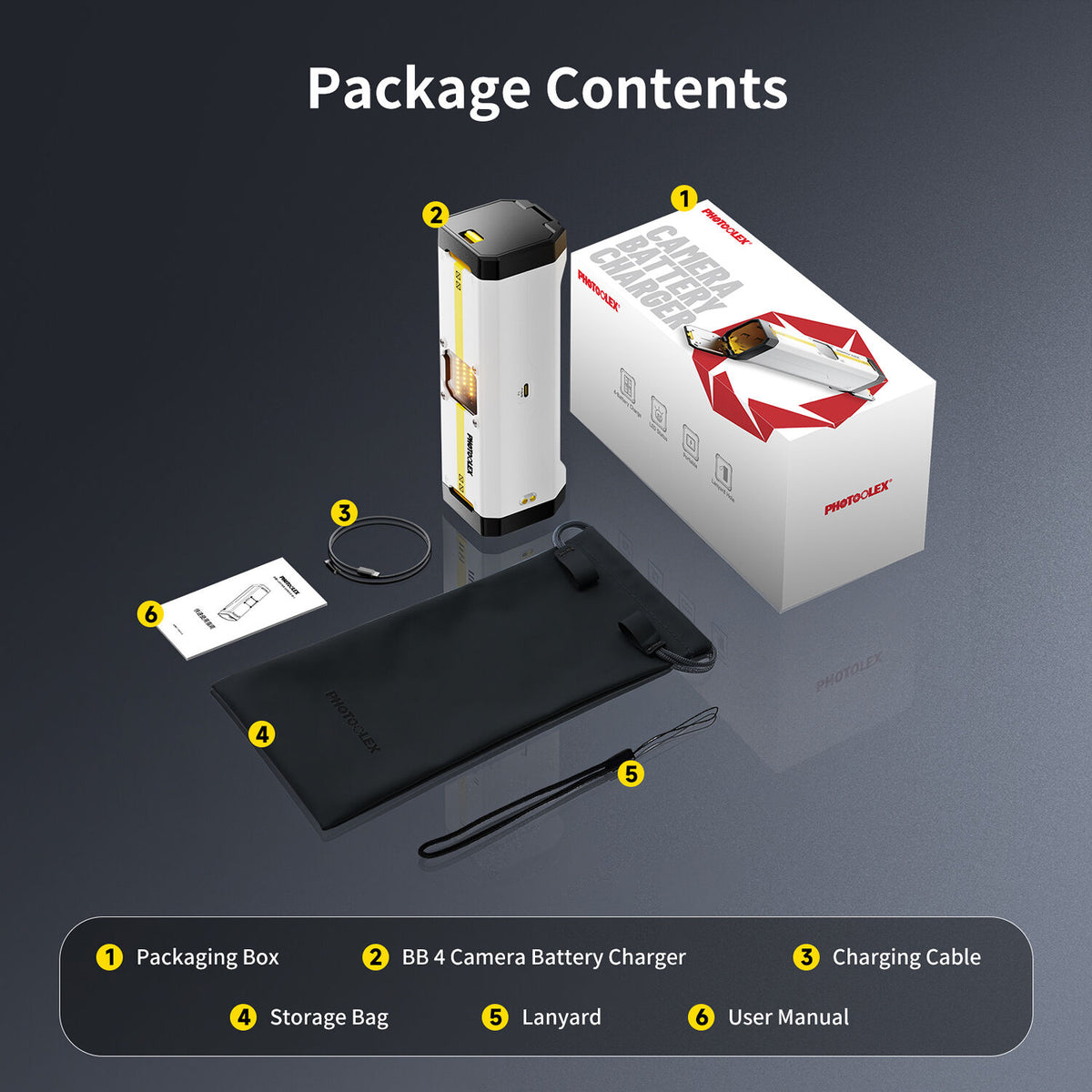 Cargador PHOTOOLEX BB4 (4 bahías) para Canon LP-E6P - en uso