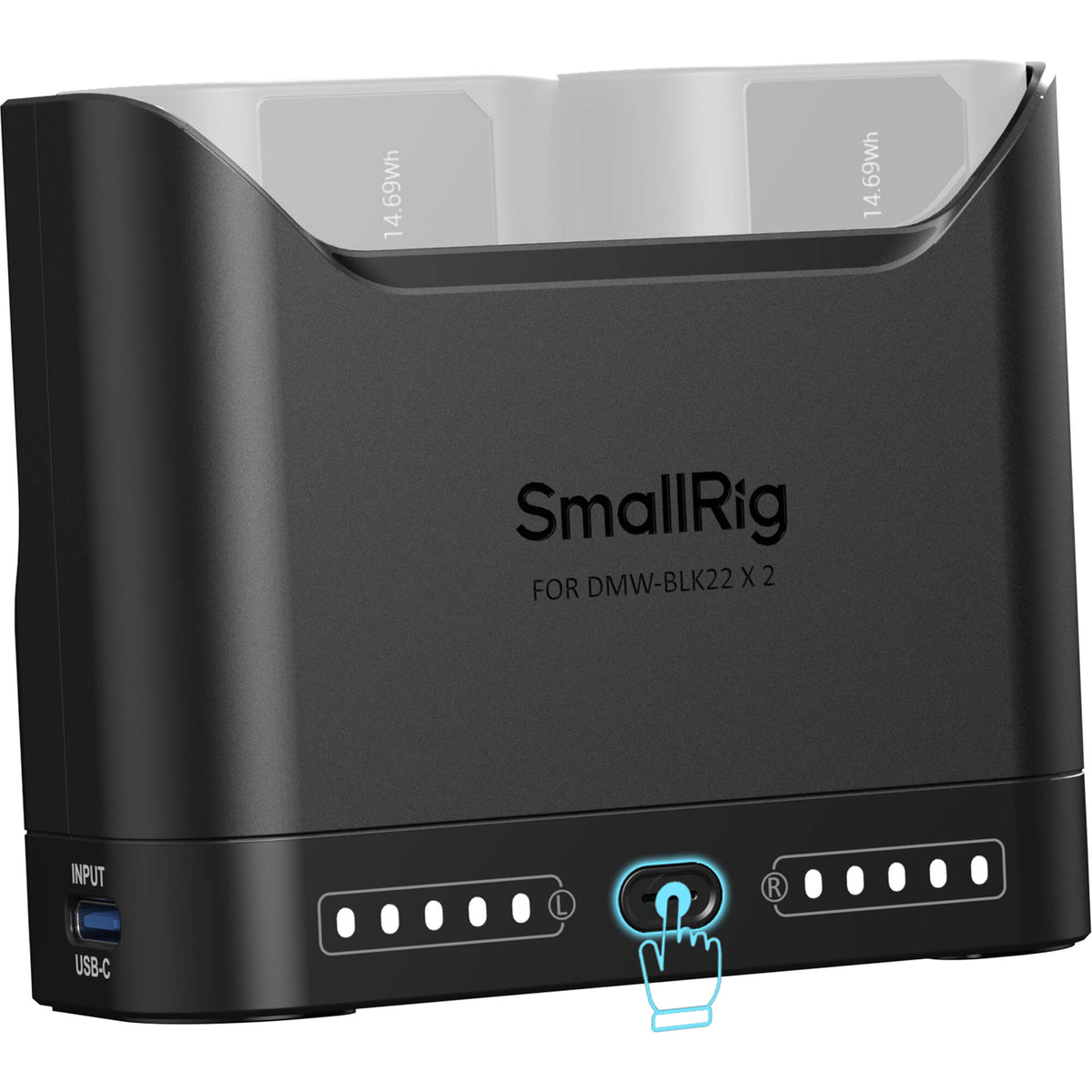 Cargador SmallRig DMW-BLK22 Camera Double Bay - puertos y conexiones