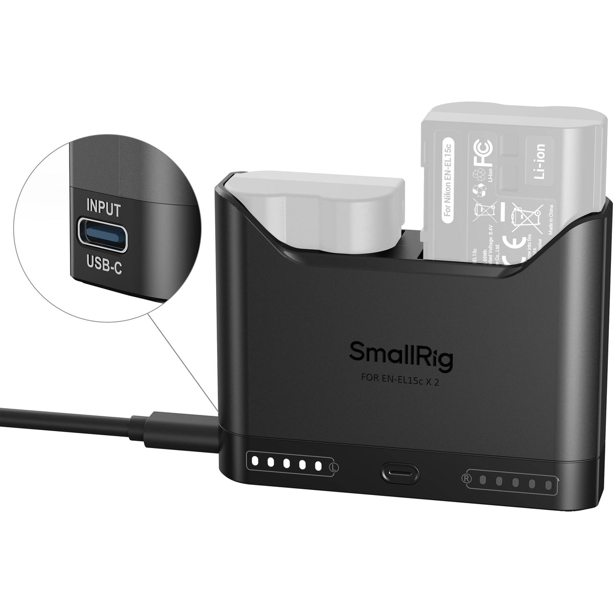 Cargador SmallRig EN-EL15c Camera Double Bay - vista trasera