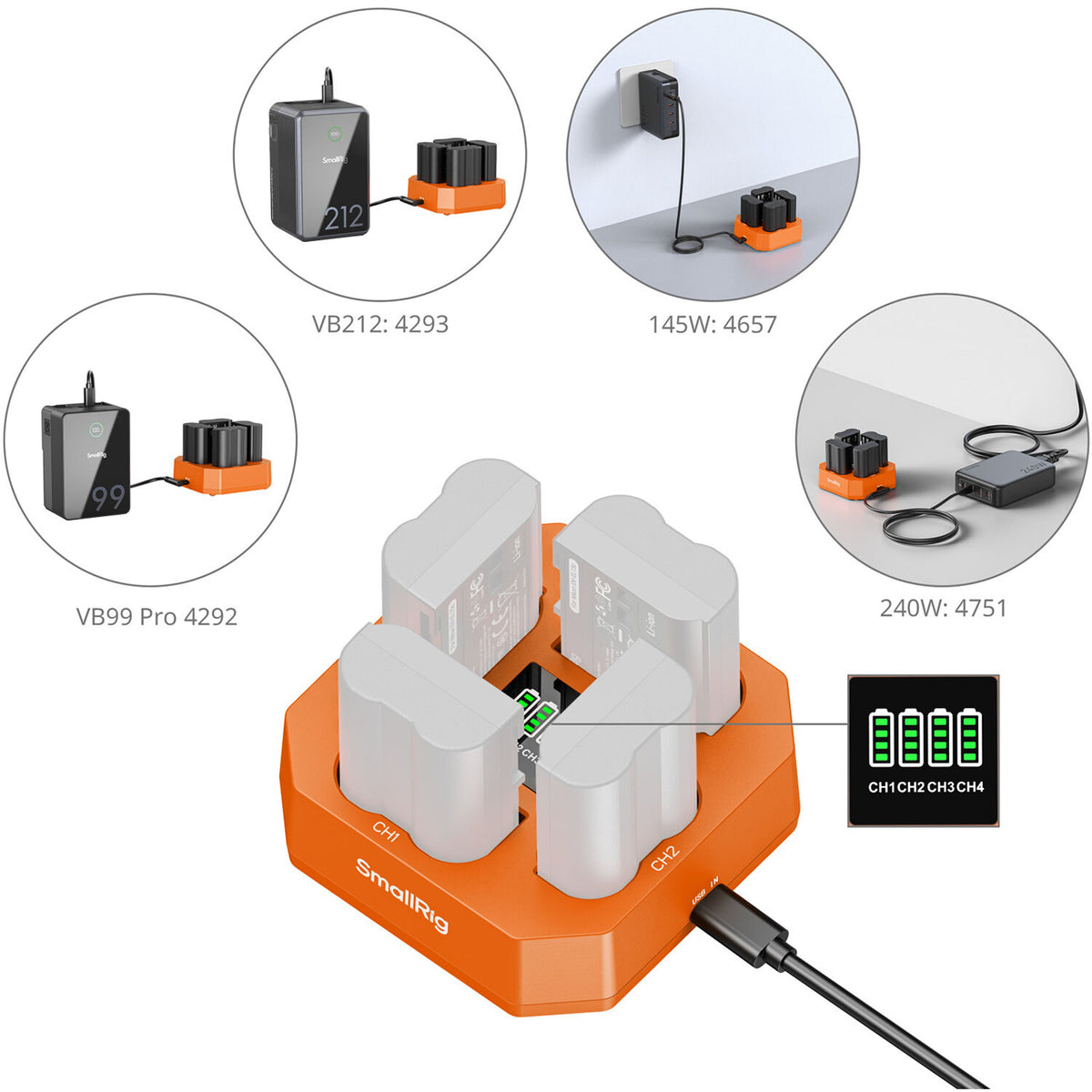 Cargador SmallRig EN-EL15C Four-Channel - en uso