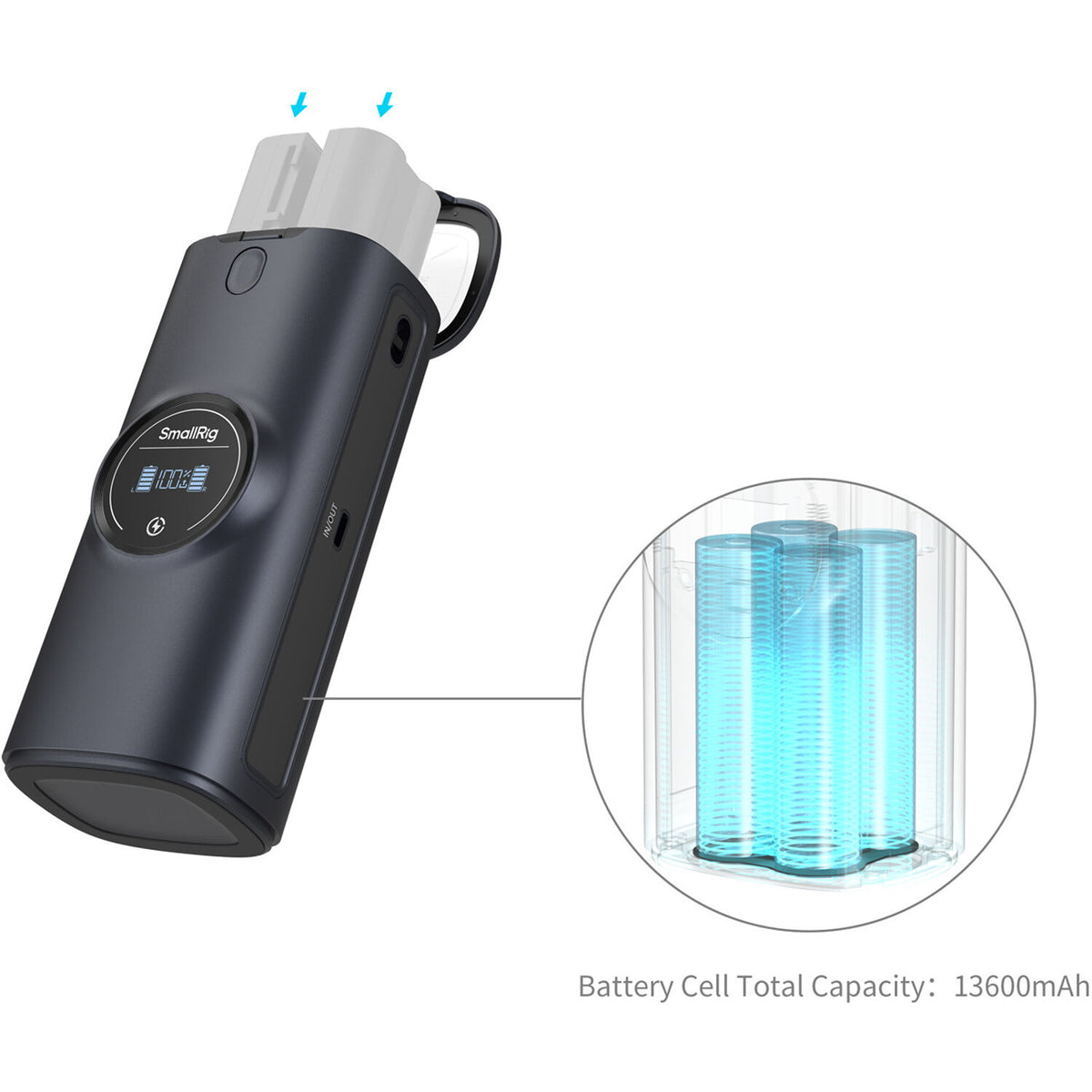 Cargador SmallRig EN-EL15C Power Bank 2 bahías Case - vista frontal