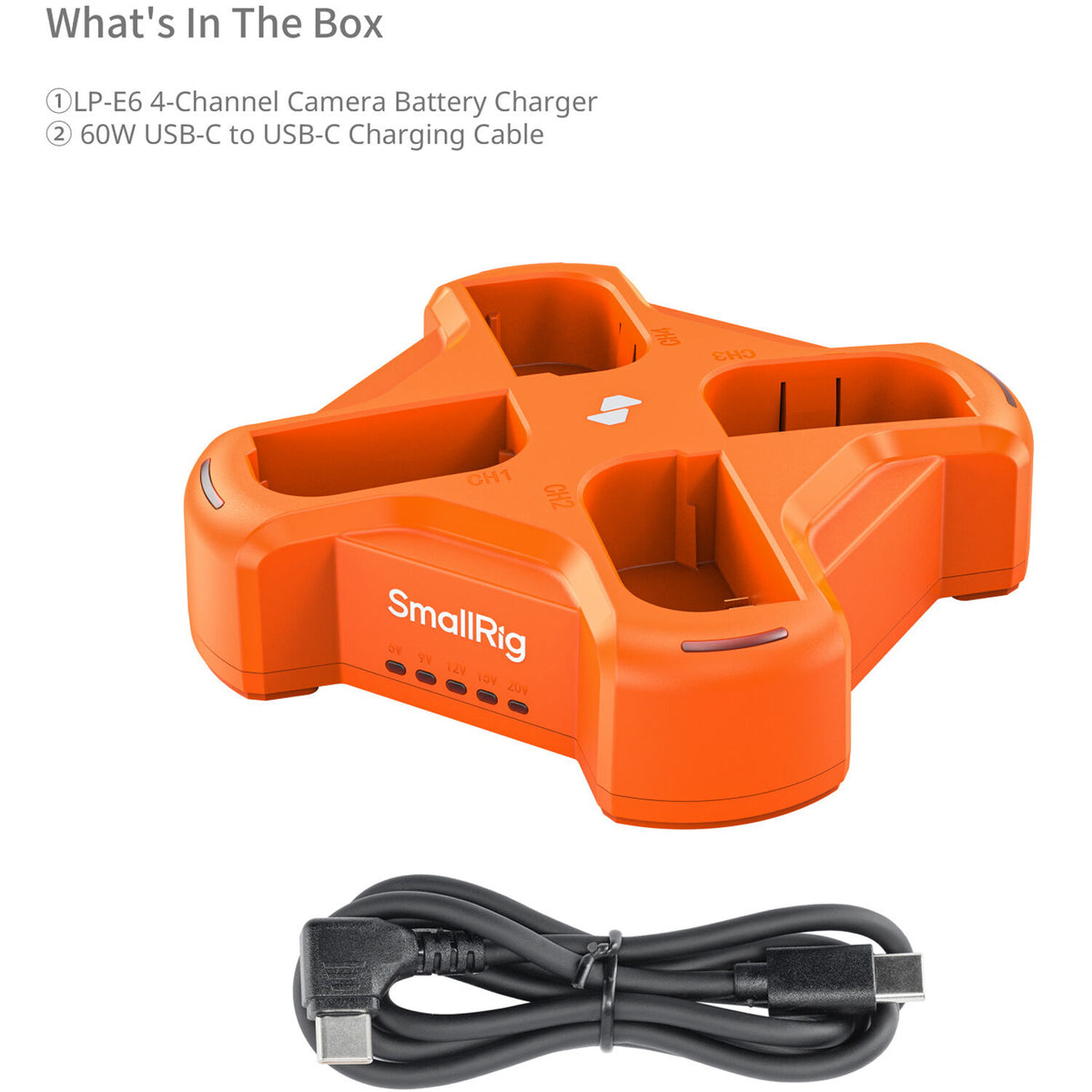 Cargador SmallRig LP-E6NH 4-Channel Camera - vista frontal