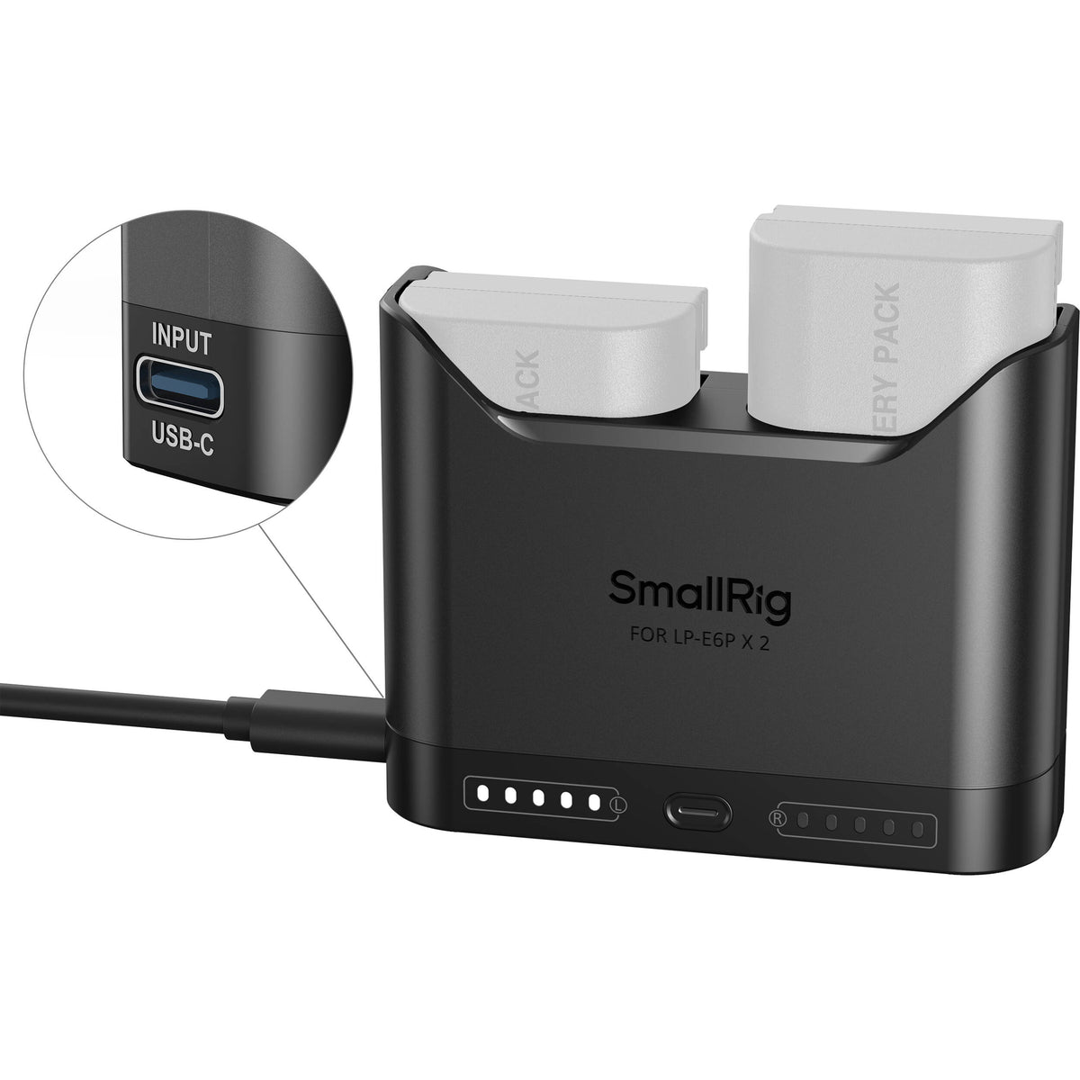 Cargador SmallRig LP-E6P Camera Double Bay - vista trasera