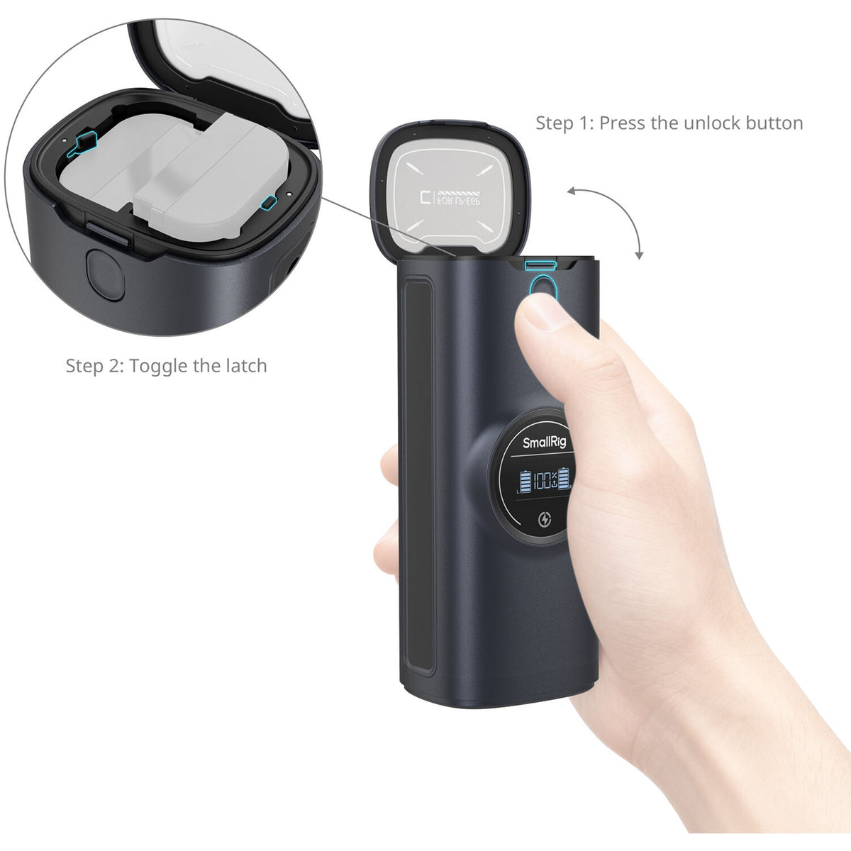 Cargador SmallRig LP-E6P/LP-E6NH Power Bank 2 bahías Case - detalle