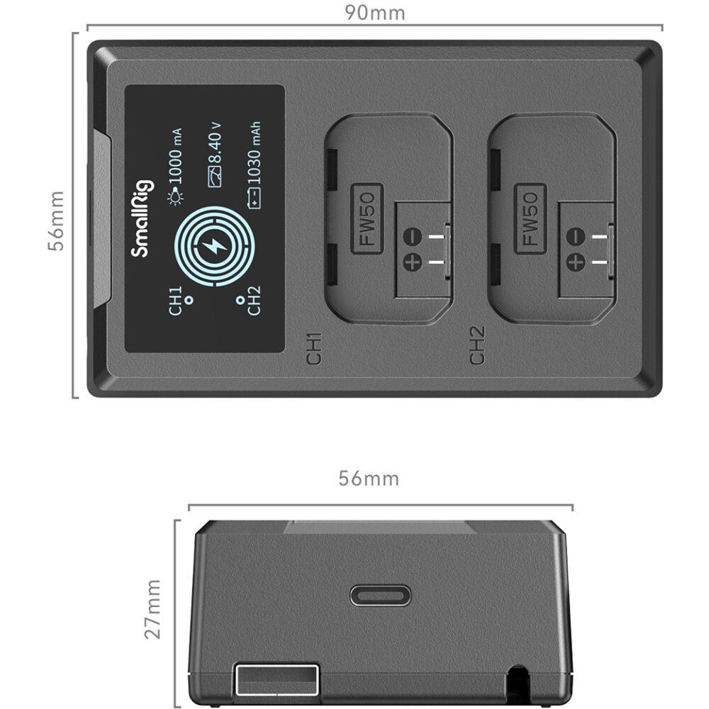 Cargador SmallRig NP-FW50 Camera - vista lateral