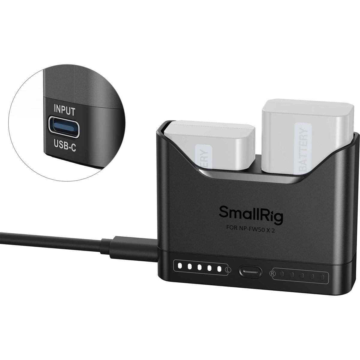 Cargador SmallRig NP-FW50 Dual Camera - vista trasera