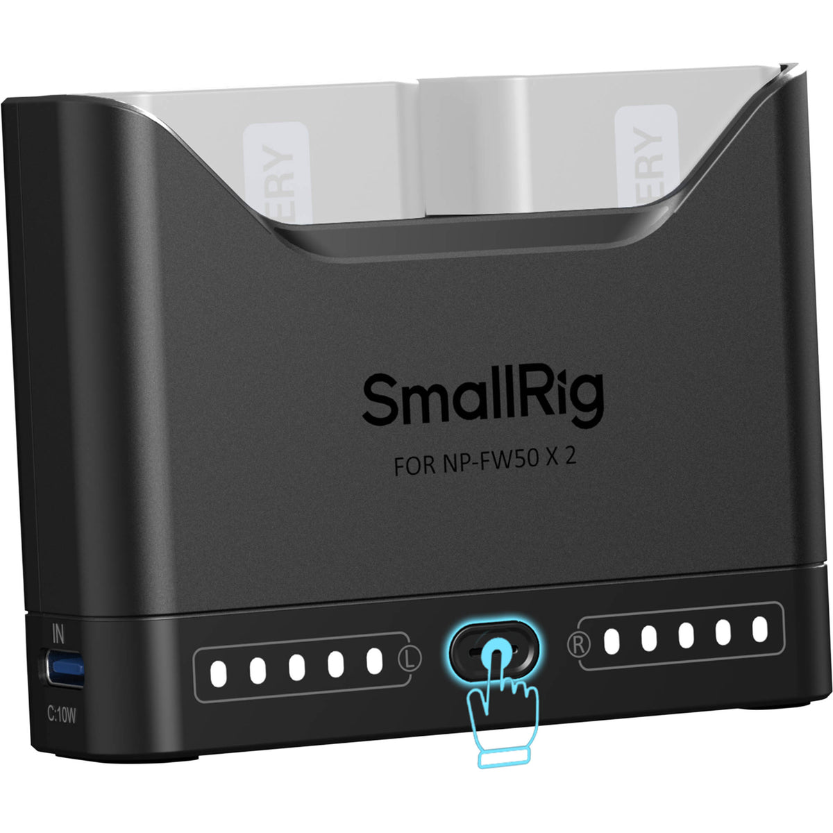 Cargador SmallRig NP-FW50 Dual Camera - puertos y conexiones